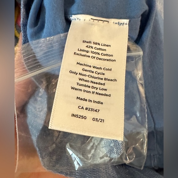 Talbots linen scallop detail shift dress, embroidered chambray - Picture 10 of 10